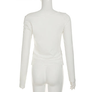 Off-shoulder irregular pleated top