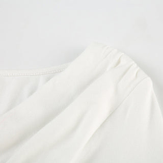 Off-shoulder irregular pleated top