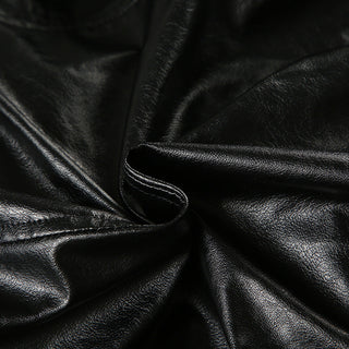 Loose waist hooded leather crop jacket