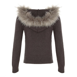 Furry Hooded Knitted Jacket