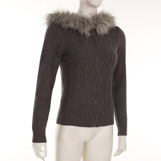 Furry Hooded Knitted Jacket
