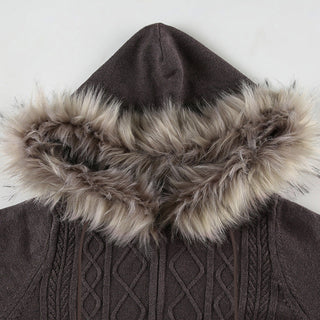 Furry Hooded Knitted Jacket