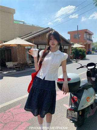 doll collar plaid set