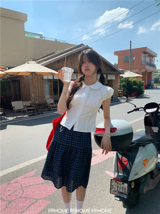 doll collar plaid set