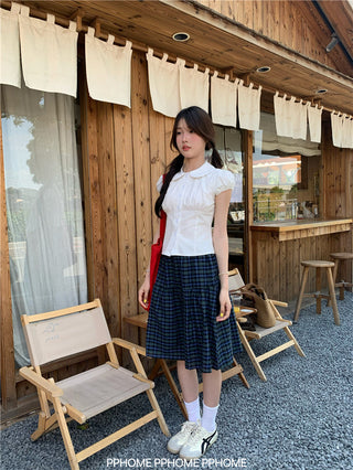 doll collar plaid set