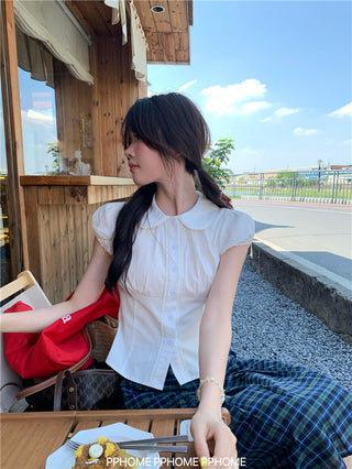 doll collar plaid set