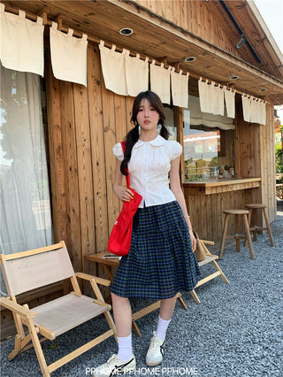 doll collar plaid set