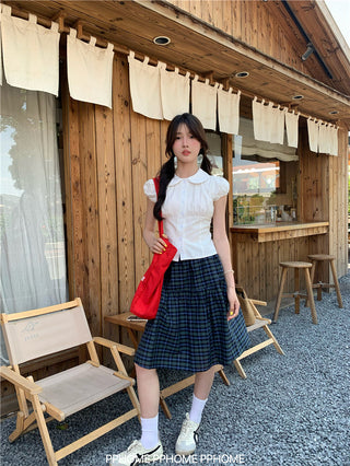 doll collar plaid set