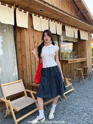 doll collar plaid set