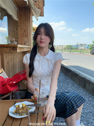 doll collar plaid set