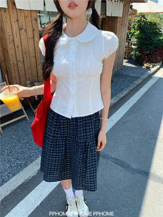 doll collar plaid set