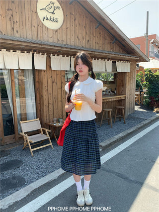 doll collar plaid set