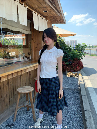 doll collar plaid set
