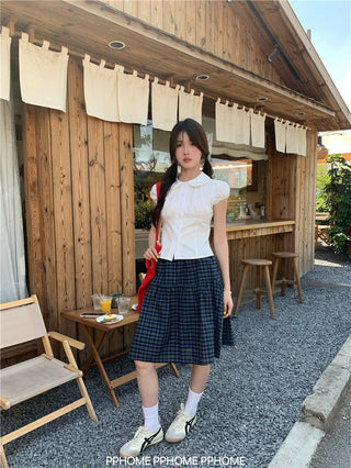 doll collar plaid set