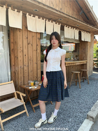doll collar plaid set