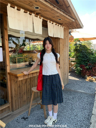 doll collar plaid set
