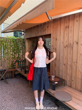doll collar plaid set