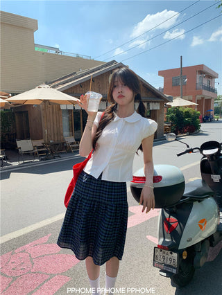 doll collar plaid set