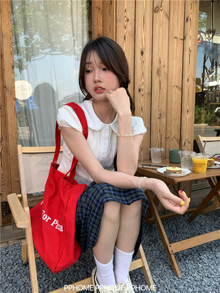 doll collar plaid set