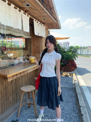 doll collar plaid set