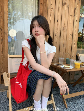 doll collar plaid set