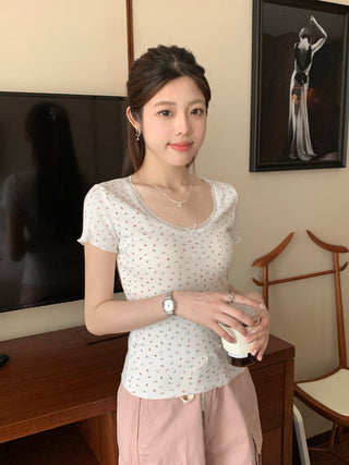 lace floral U-tee