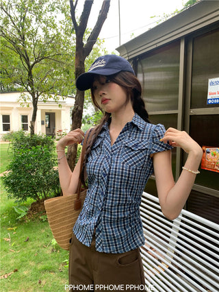 retro plaid polo shirt