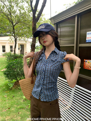 retro plaid polo shirt