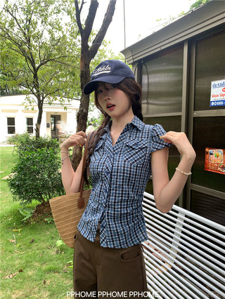 retro plaid polo shirt