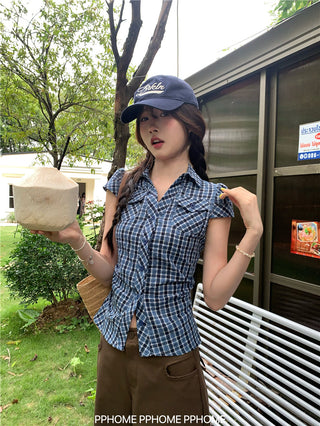retro plaid polo shirt