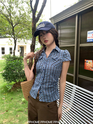 retro plaid polo shirt
