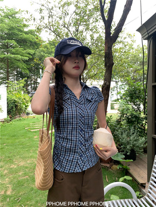 retro plaid polo shirt