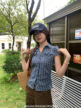 retro plaid polo shirt