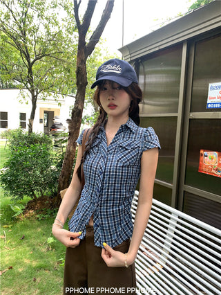 retro plaid polo shirt
