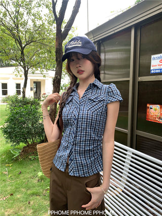 retro plaid polo shirt