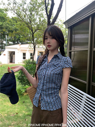 retro plaid polo shirt