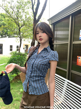 retro plaid polo shirt