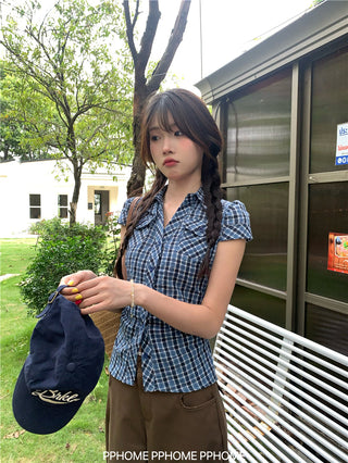 retro plaid polo shirt
