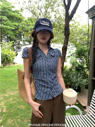 retro plaid polo shirt