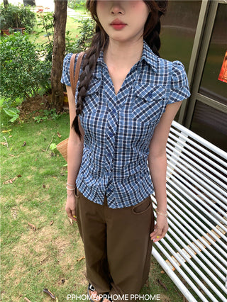 retro plaid polo shirt