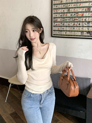 swing collar knit tee