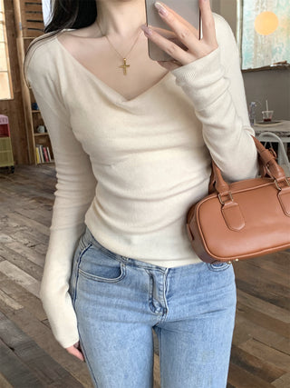 swing collar knit tee