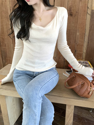 swing collar knit tee