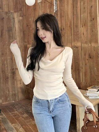 swing collar knit tee