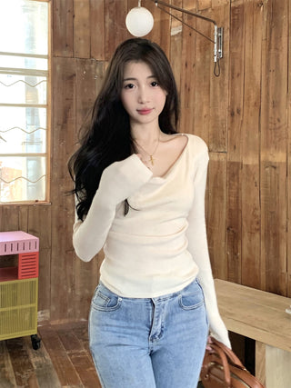 swing collar knit tee