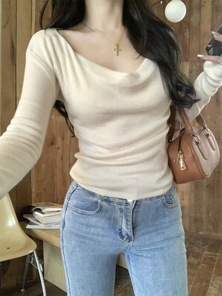 swing collar knit tee