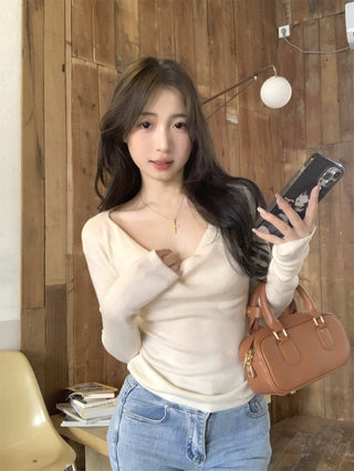 swing collar knit tee