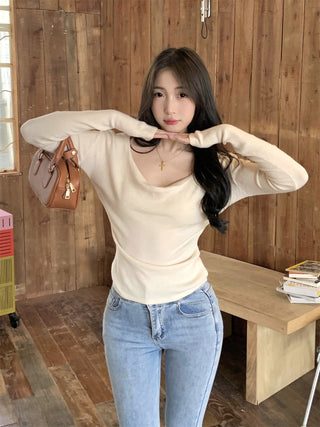 swing collar knit tee