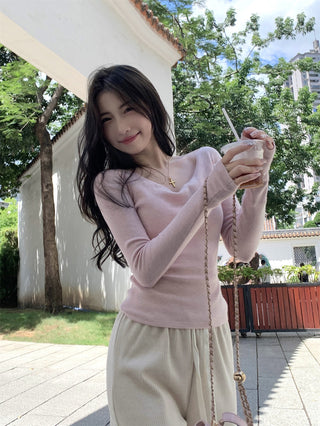 swing collar knit tee