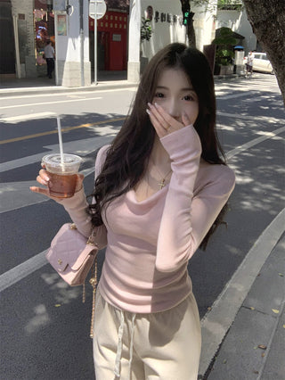 swing collar knit tee